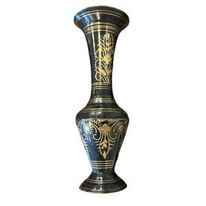 Vintage Etched Bud Vase 8" Made In India ~ Thanks For Looking!!!